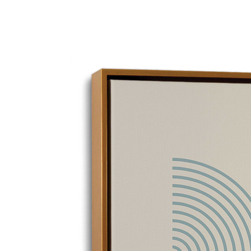 Affiche de composition Bauhaus, Beige / bleu / bleu foncé, H 36,75 po x l 24,75 po, Cadre flottant or poli