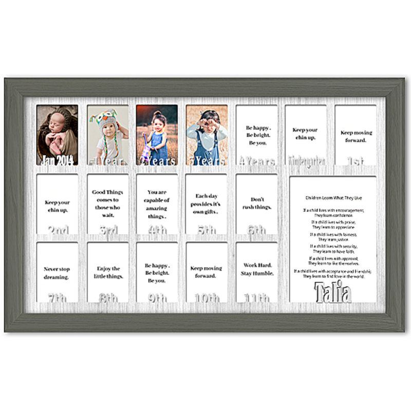Solid Wood Picture Frame with Mat, Dark Grey/White