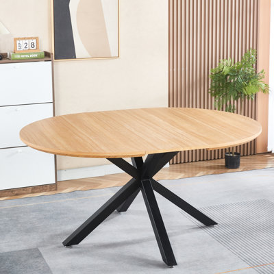 Table basse et de bureau extensible avec pieds robustes en métal, 120 / 160X120x75cm, teinte chêne, pieds réfléchissants et polyvalents - ombragé