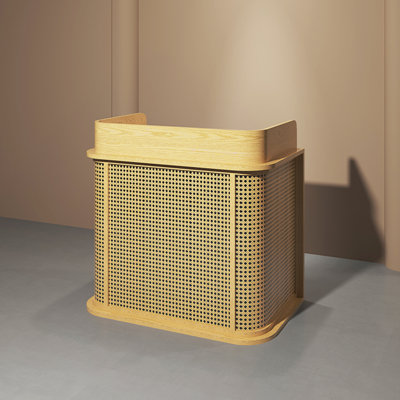35.43" Brown Rectangular Solid Wood Reception Desk