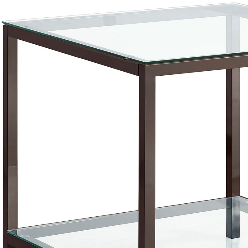 1-Shelf Glass Top Side End Table