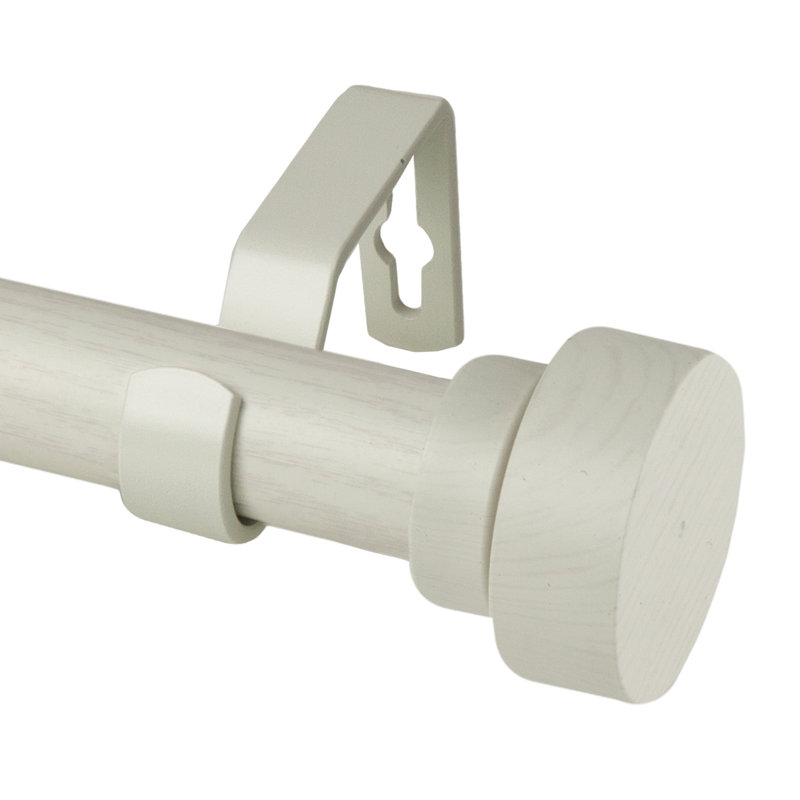 Abdulah Steel Adjustable 1'' Single Curtain Rod, Pearl White, 66" - 120" W