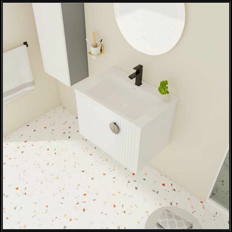 Meuble-lavabo 28 po avec lavabo en céramique, 28", Blanc