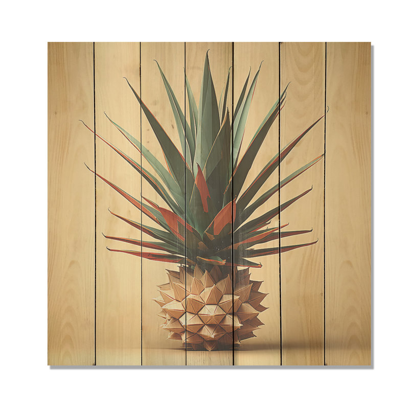 Bauhaus Minimalisme, ananas I - Ananas sur bois, H 36 po x l 36 po