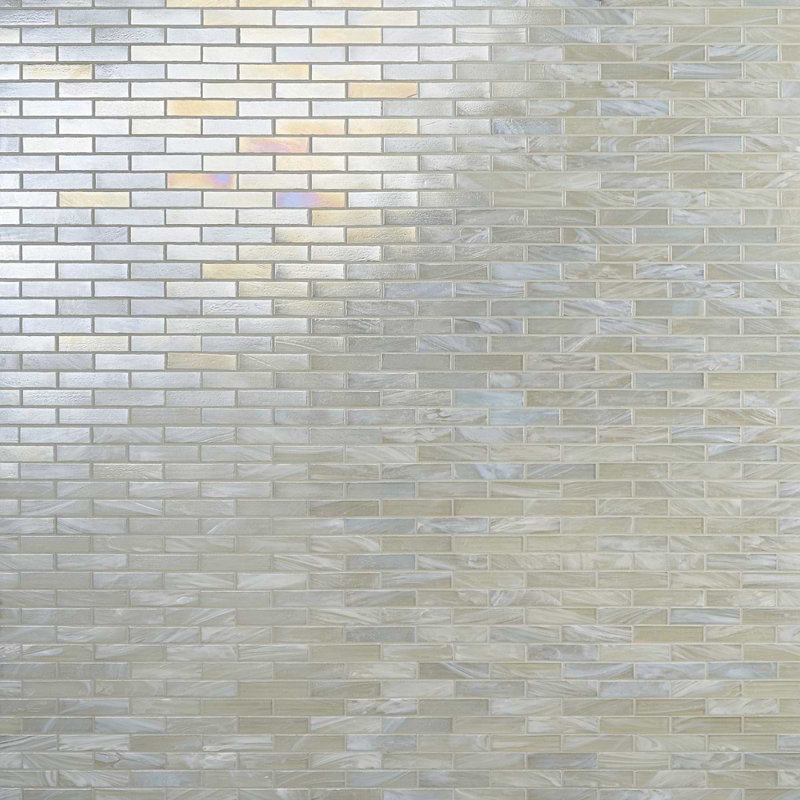 Artwater Iridescent Polished Glass Mosaic Tile, Pearl White
