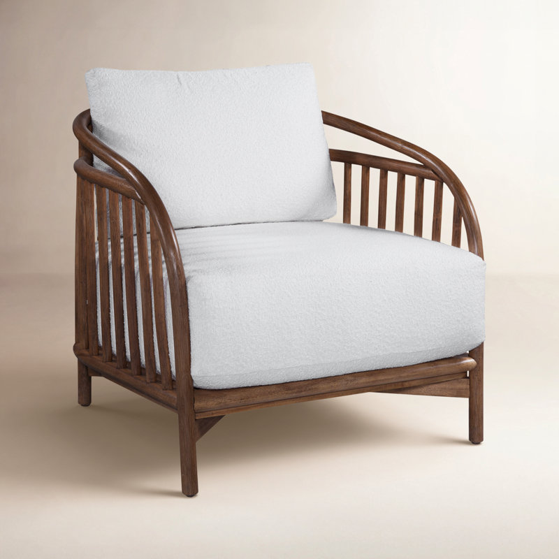 Venice Armchair, Ivory Crypton Performance; 0886-91, Aged Barrel