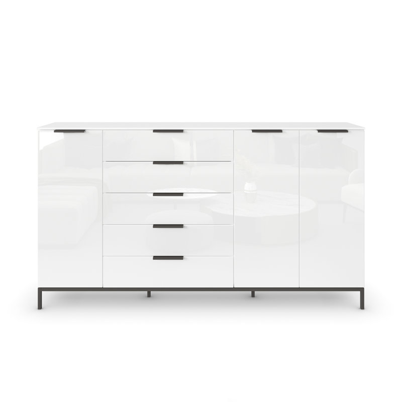 Flipp 5 - Drawer Chest of Drawers, Alpine White/Glass White/Graphite