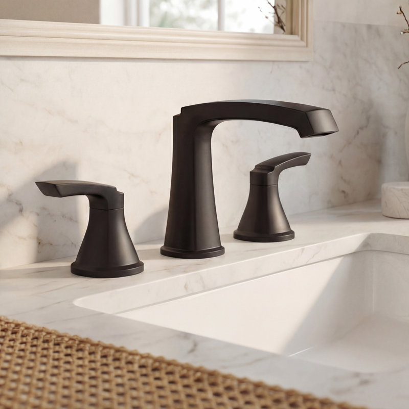 Waterfall Widespread 3-hole Bathroom Sink Faucet in Matte Black, Matte Black