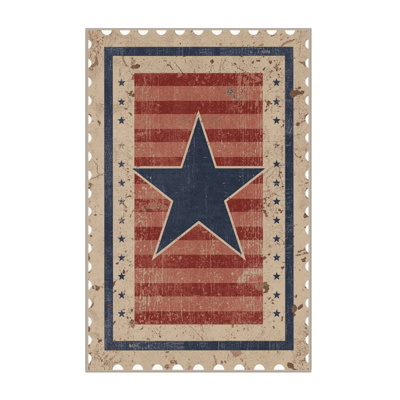 Soft Plush Feingold July 4Th Modern & Contemporary Abstract Area Rug in Beige – Beige Binding, 7x9