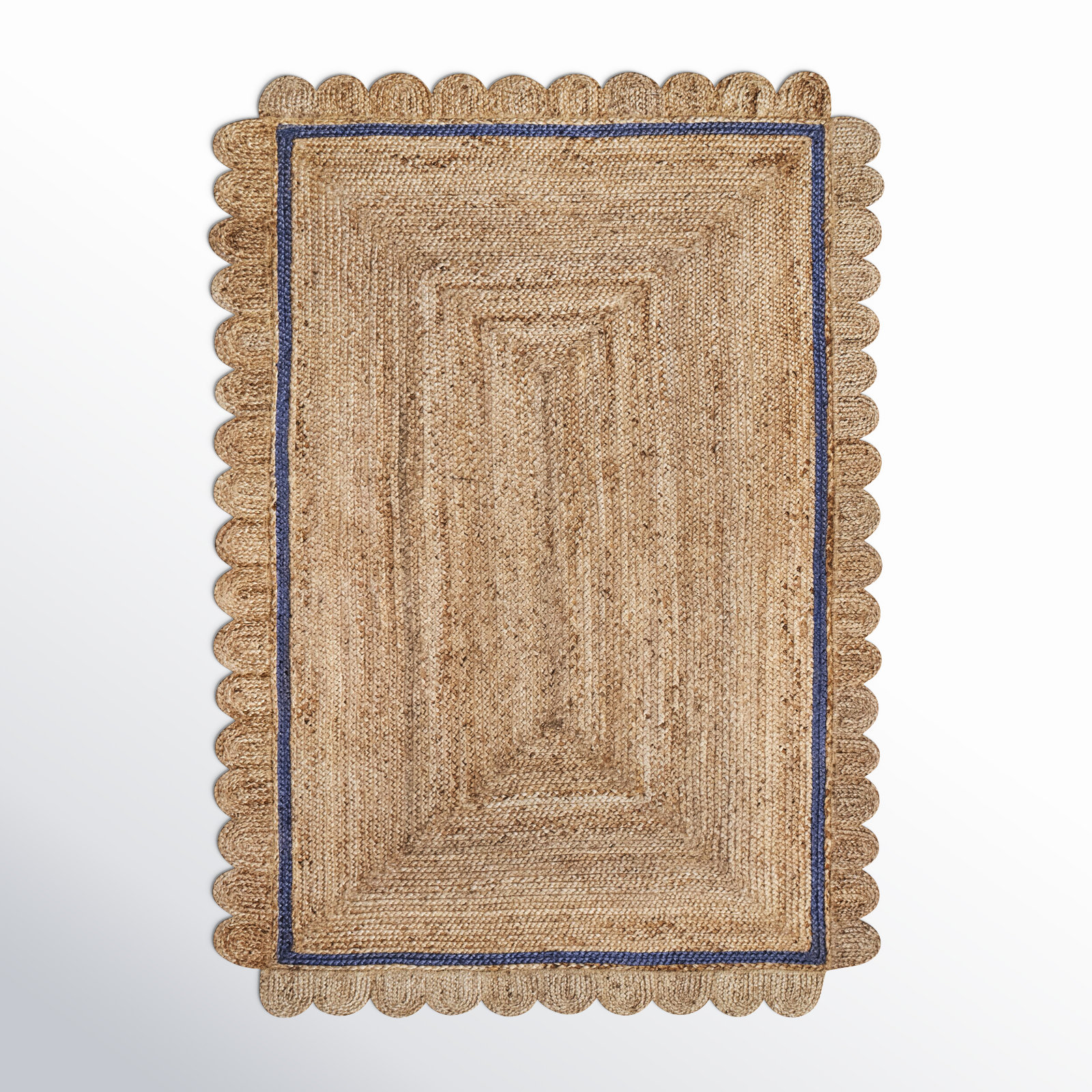 Damask Petals Braided Jute Area Rug, Rectangle 9'6" x 13'6"