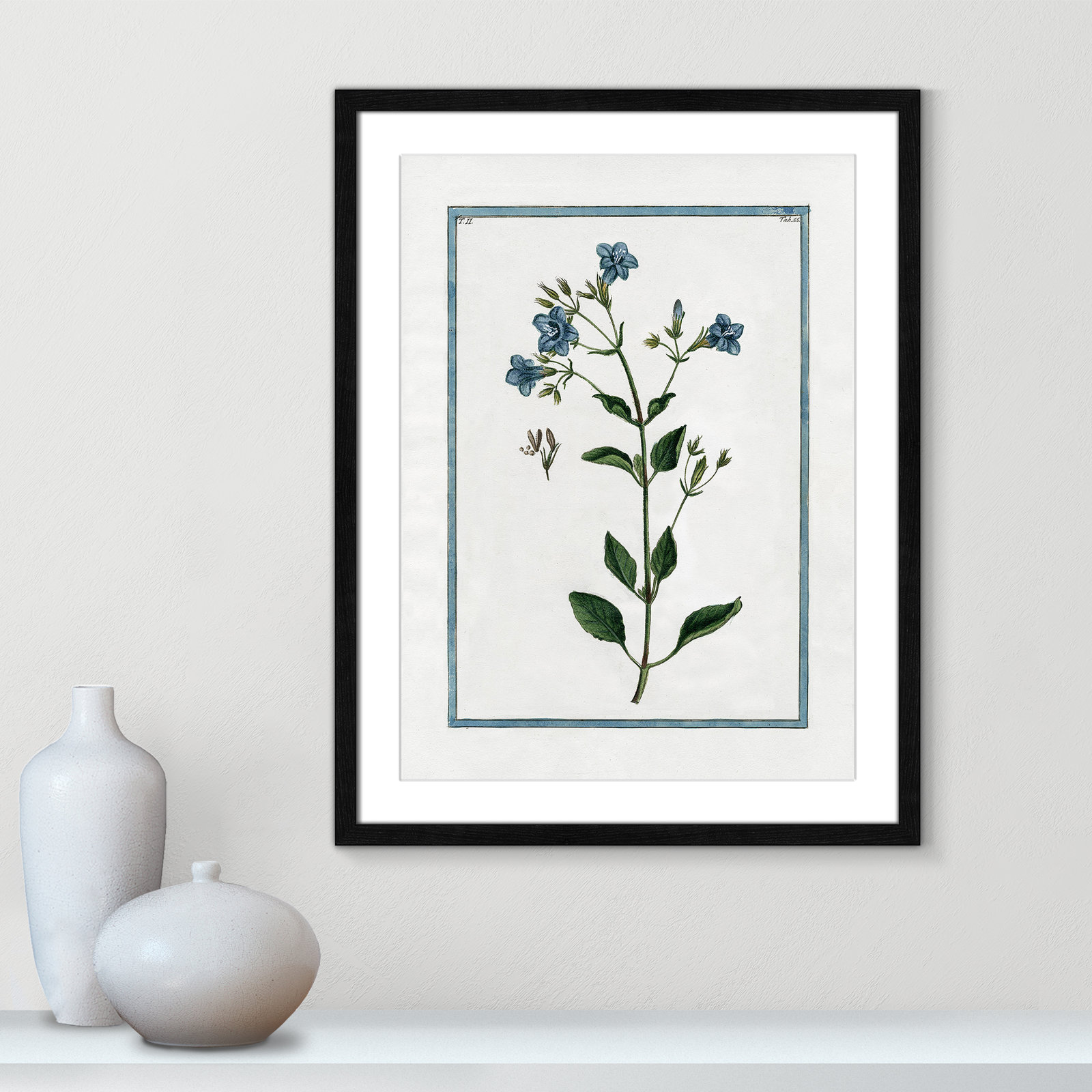 Shabby Elegance Botanical II - Framed Art, Black Framed, 17" W x 23" H