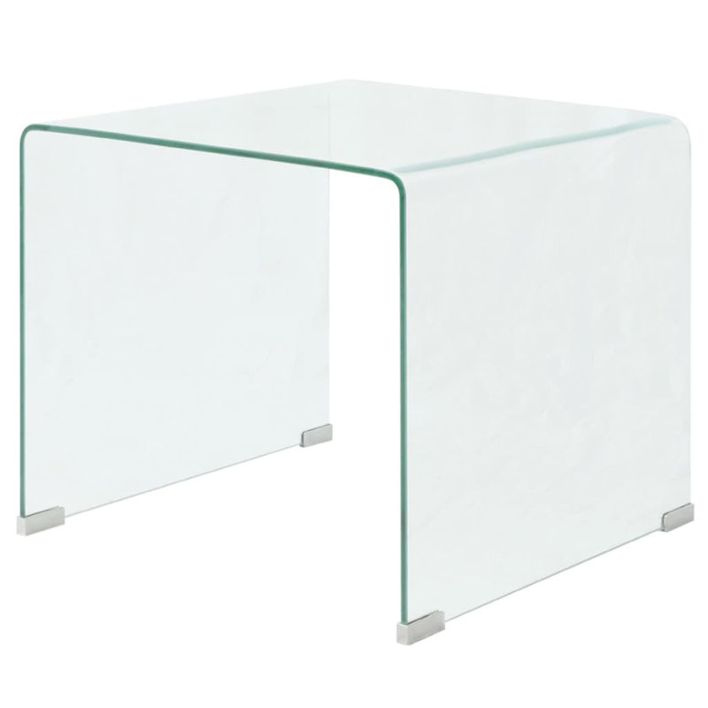 Table basse Jackie, structure carrée en A, verre trempé transparent, 20 pouces