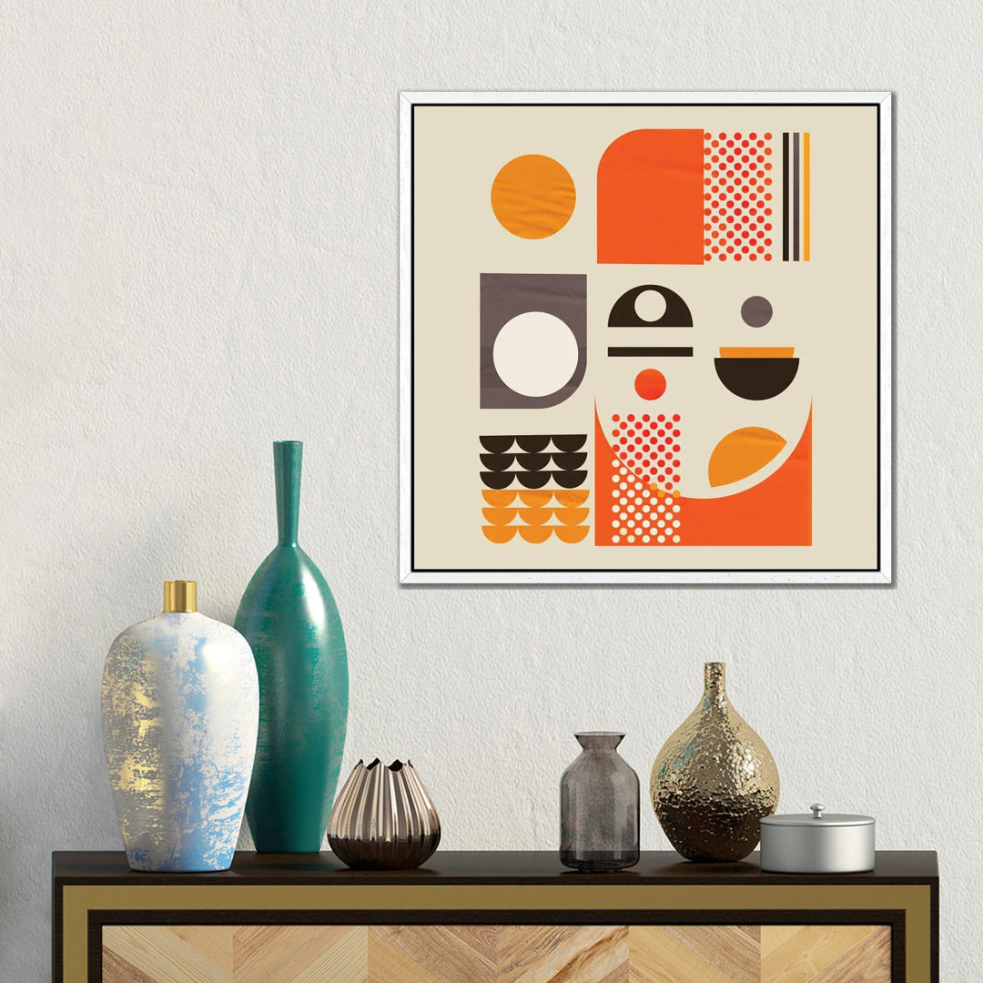 Mid Century Abstract V von Show Me Mars - Galerie-umwickelte Leinwand Giclée auf Leinwand