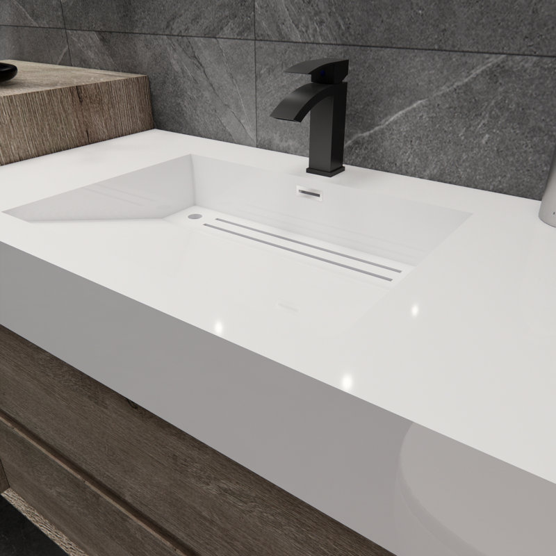 Albizu 104" Wall-Mounted Double Bathroom Vanity, Gray