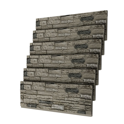 Ensemble de 6 panneaux muraux en placage de pierre artificielle pour murs décoratifs intérieurs et extérieurs en pierre noire romaine