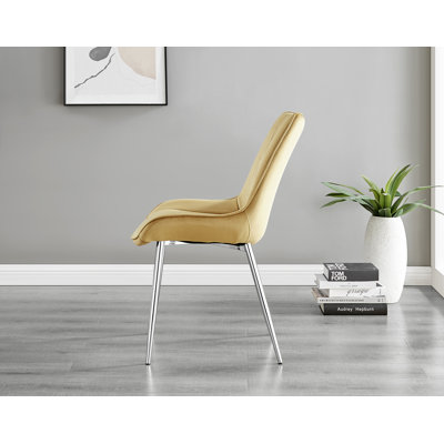 Tierra Modern Glass & Metal Extendable Dining Table Set & 4 Luxury Upholstered Velvet Dining Chairs