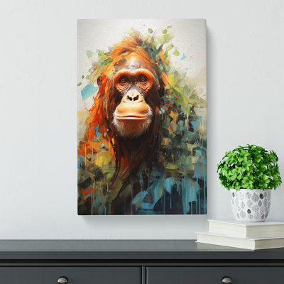 Orangutan Neo-Plasticism - Wrapped Canvas