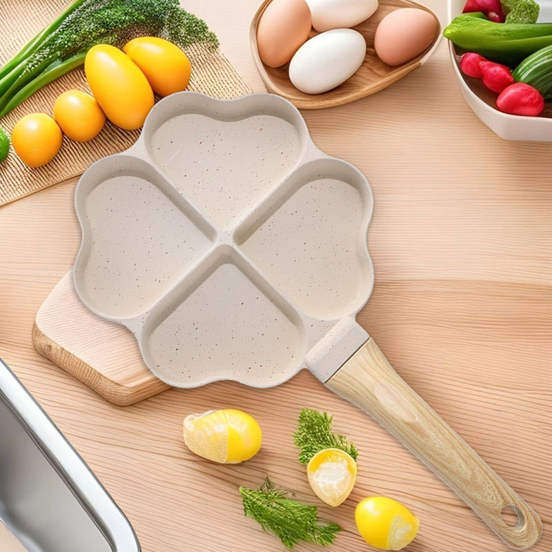 Poêle à omelette antiadhésive pour 4 plaques à induction , Blanc