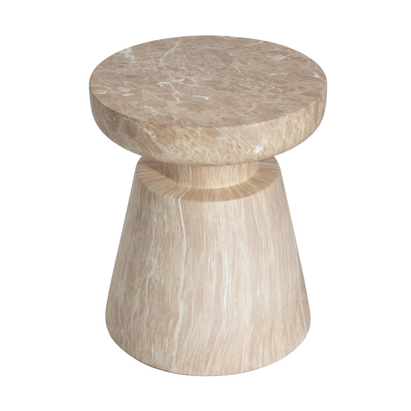 Table d'appoint d'extérieur en travertin Ponti, Glod, Doré