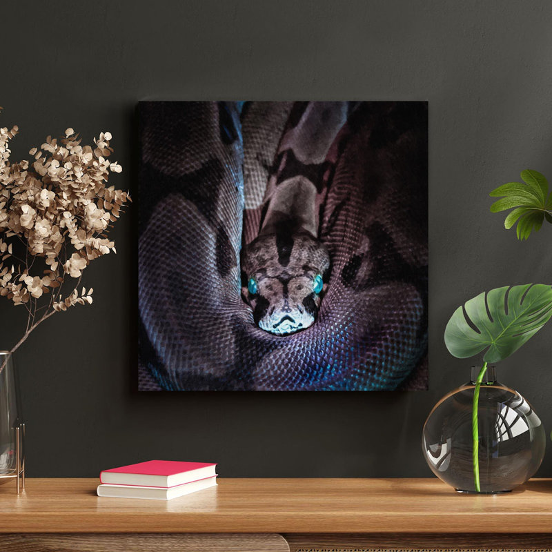 Brun et serpent noir - peinture sur toile tendue, H 32 po x l 32 po