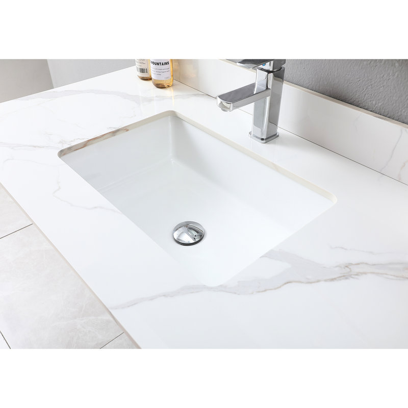 Plateau de meuble-lavabo en pierre frittée haute 43 x 22 avec lavabo en céramique et texture exquise