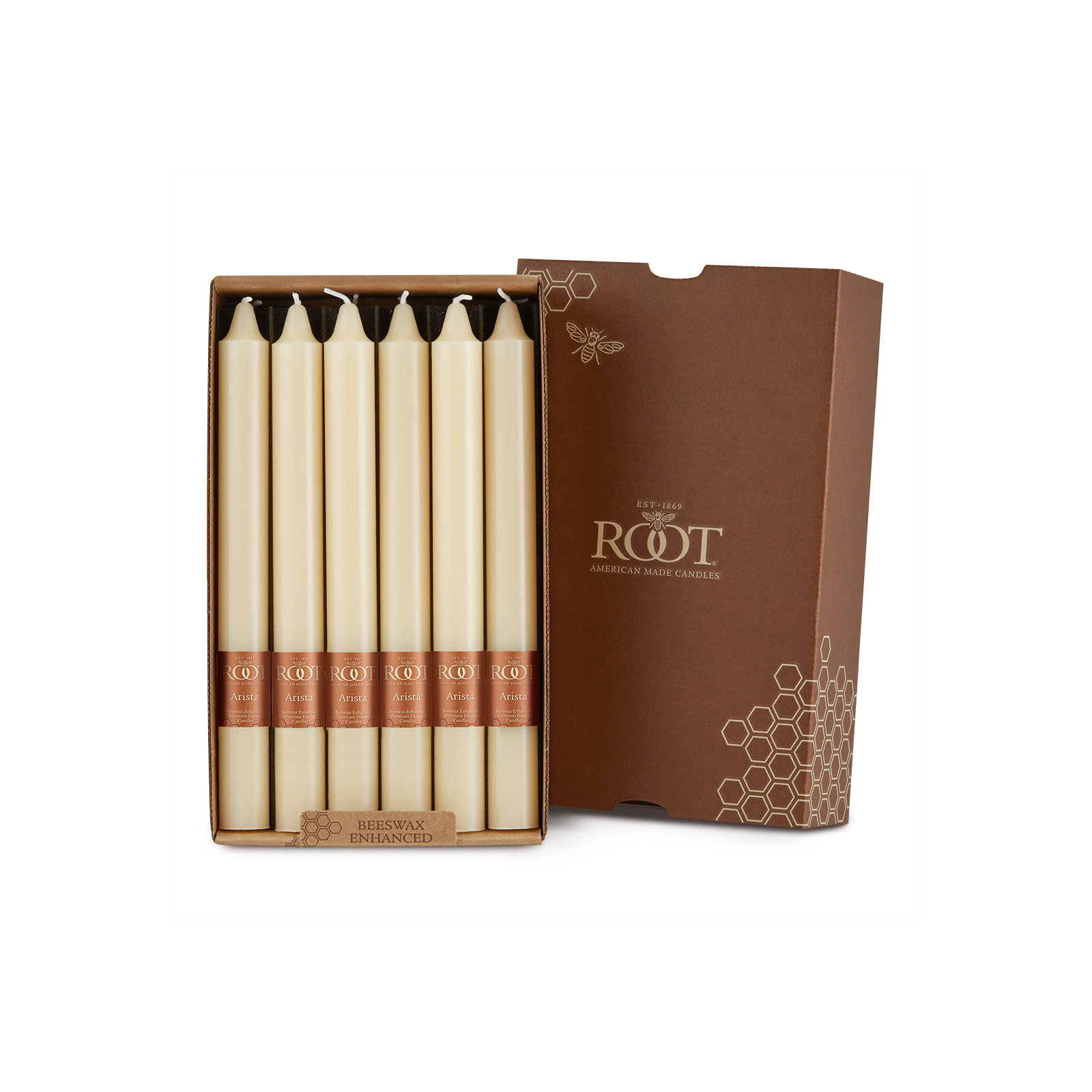 Root Candles Unscented Taper Candle, 9" H x 0.88" W x 0.88" D, Buttercream