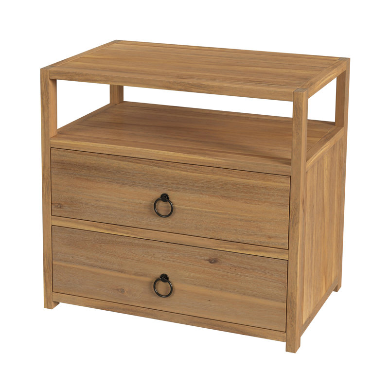 Lark 2 Drawer Wide Nightstand, Natural