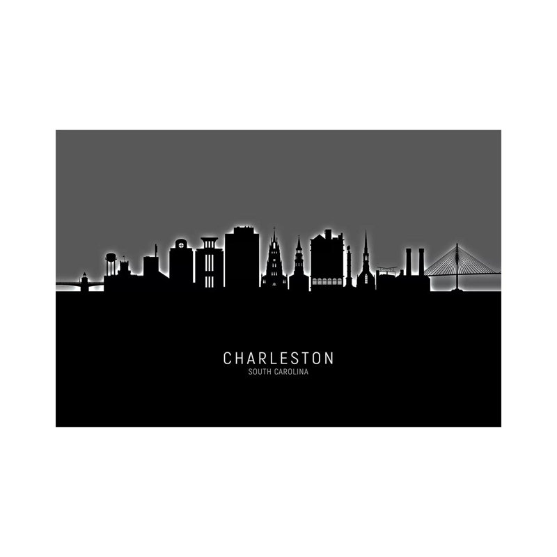 «Charleston South Carolina Skyline» par Michael Tompsett, impression sur toile tendue, H 12 po x l 18 po x 1,5 po