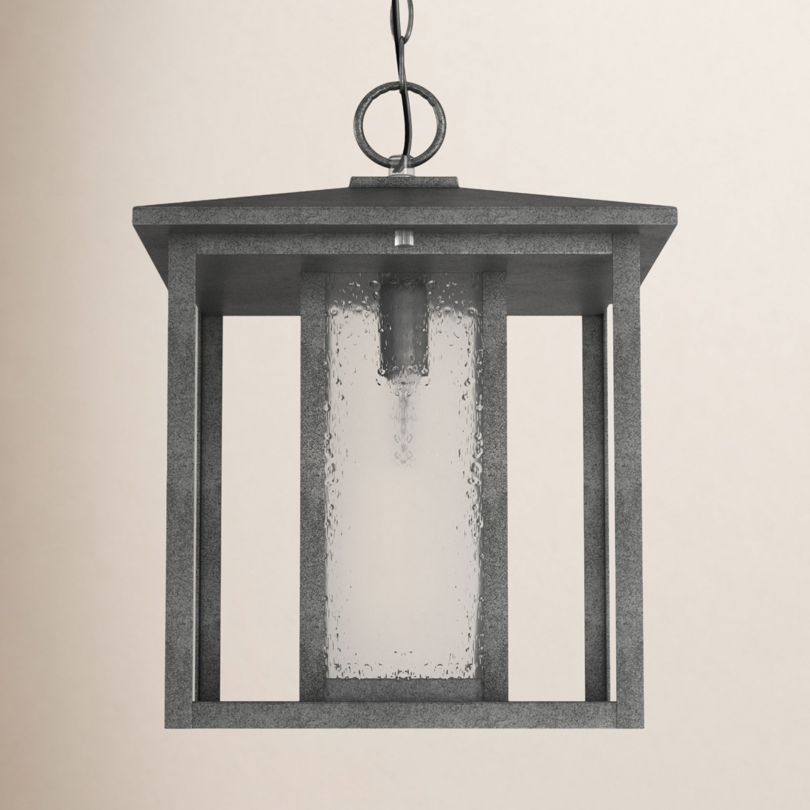 Vermont Seeded Outdoor Hanging Lantern, Weathered Pewter