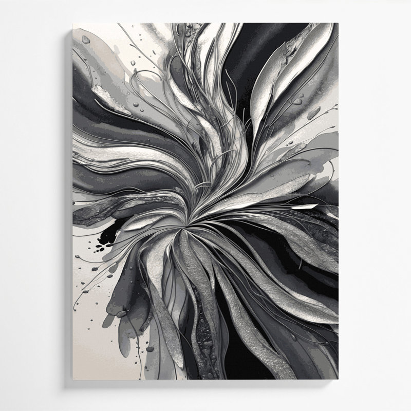Aquarelle abstraite 30, art mural sur toile grise, H 24 po x l 36 po