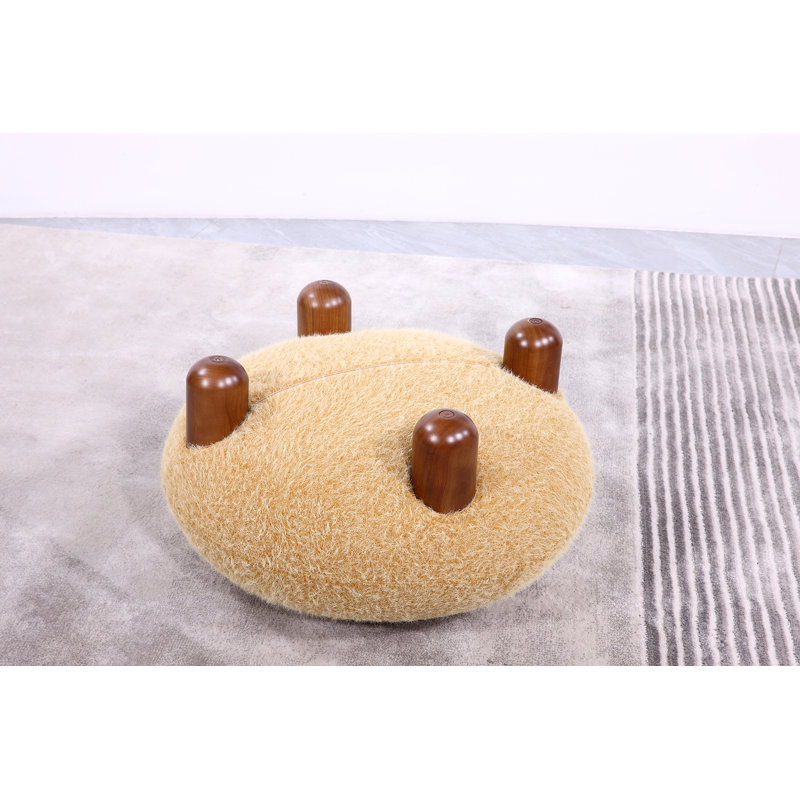 Fauteuil et repose-pieds NOOM, Mélange de polyester jaune / laine