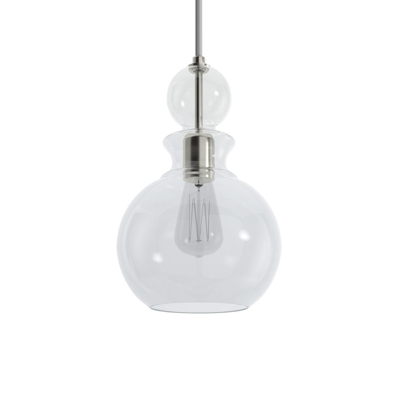 Theron 1 - Light Single Pendant, Brushed Nickel, Clear