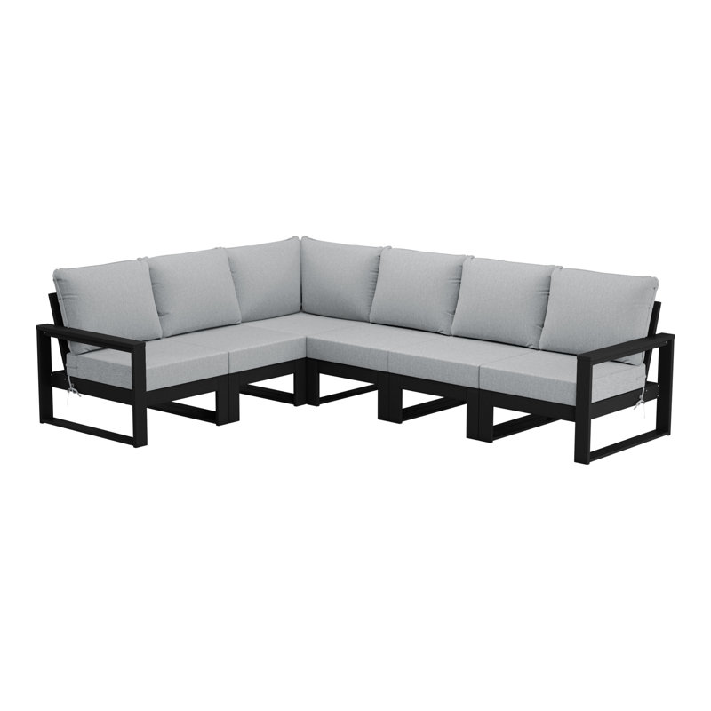 Patio 6-Piece Deep Seating Set With Frame, Light Gray, Black