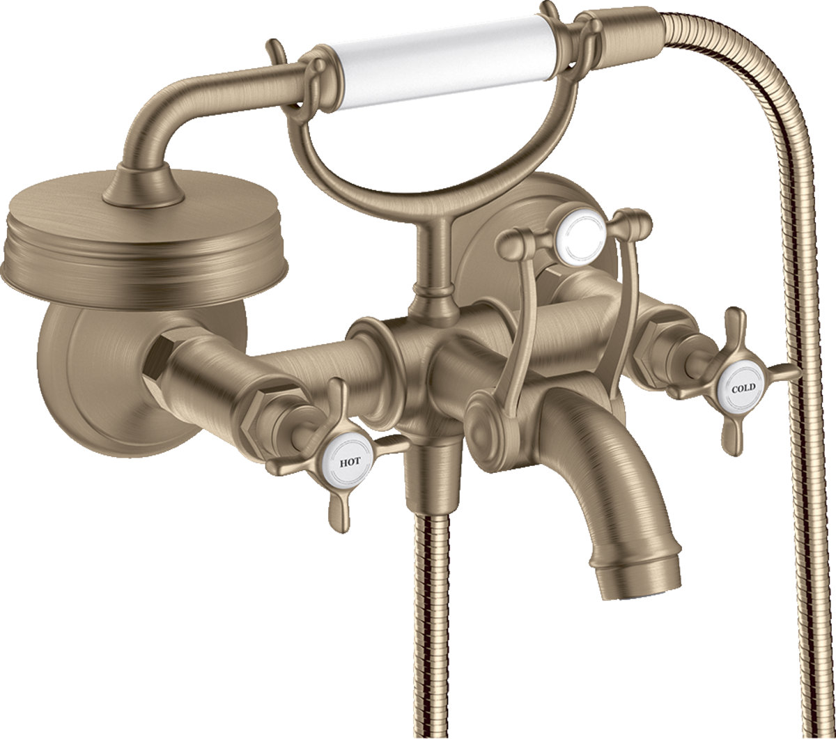 AXOR Montreux Double Handle Wall Mounted Clawfoot Faucet with Handshower | Wayfair