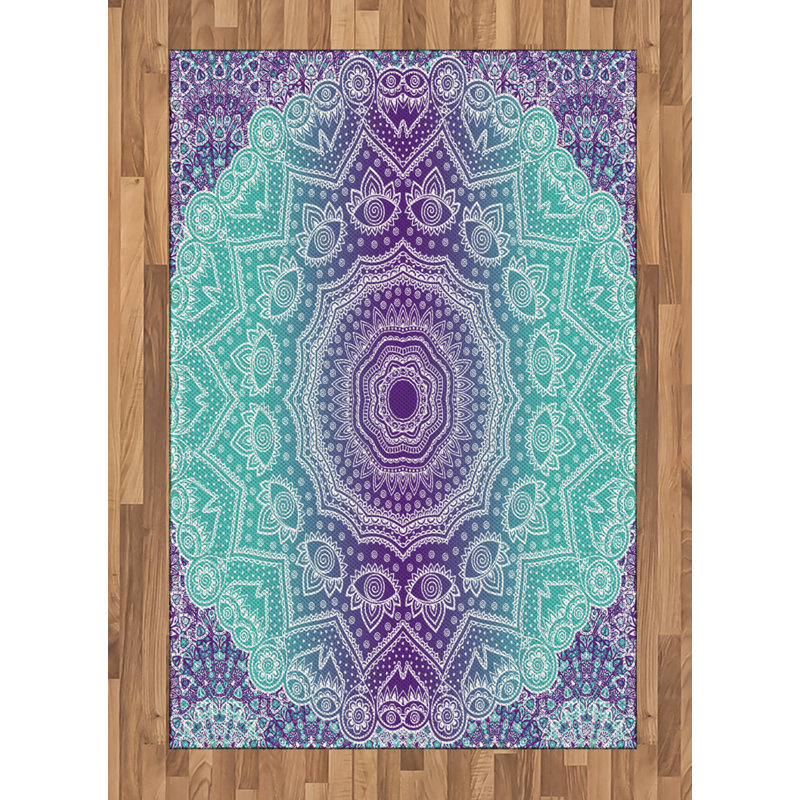 Mandala High Density Long Fiber Poly Threads Decorative Area Rug Carpet, Rectangle 4' x 5'8"