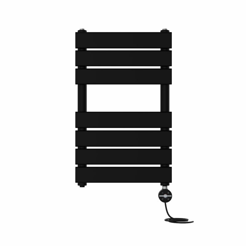 Carramar Flat Panel Towel Rail Heated Towel Rails, Black, 65cm H x 40cm W x 6.2cm D