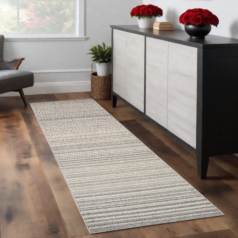 Tapis abstrait gris et beige 8 pi