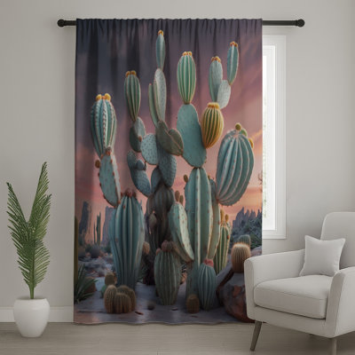 Rideaux de fenêtre Desert Cacti, rideaux transparents Cactus - 1 panneau