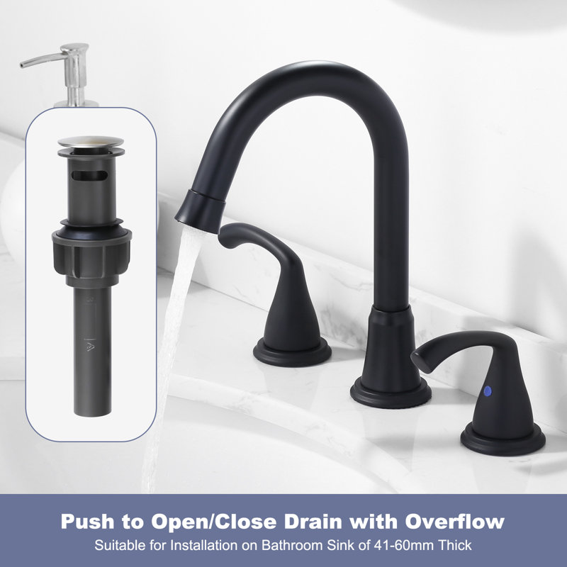 2-handle Bathroom Faucet with Drain Assembly, Matte Black