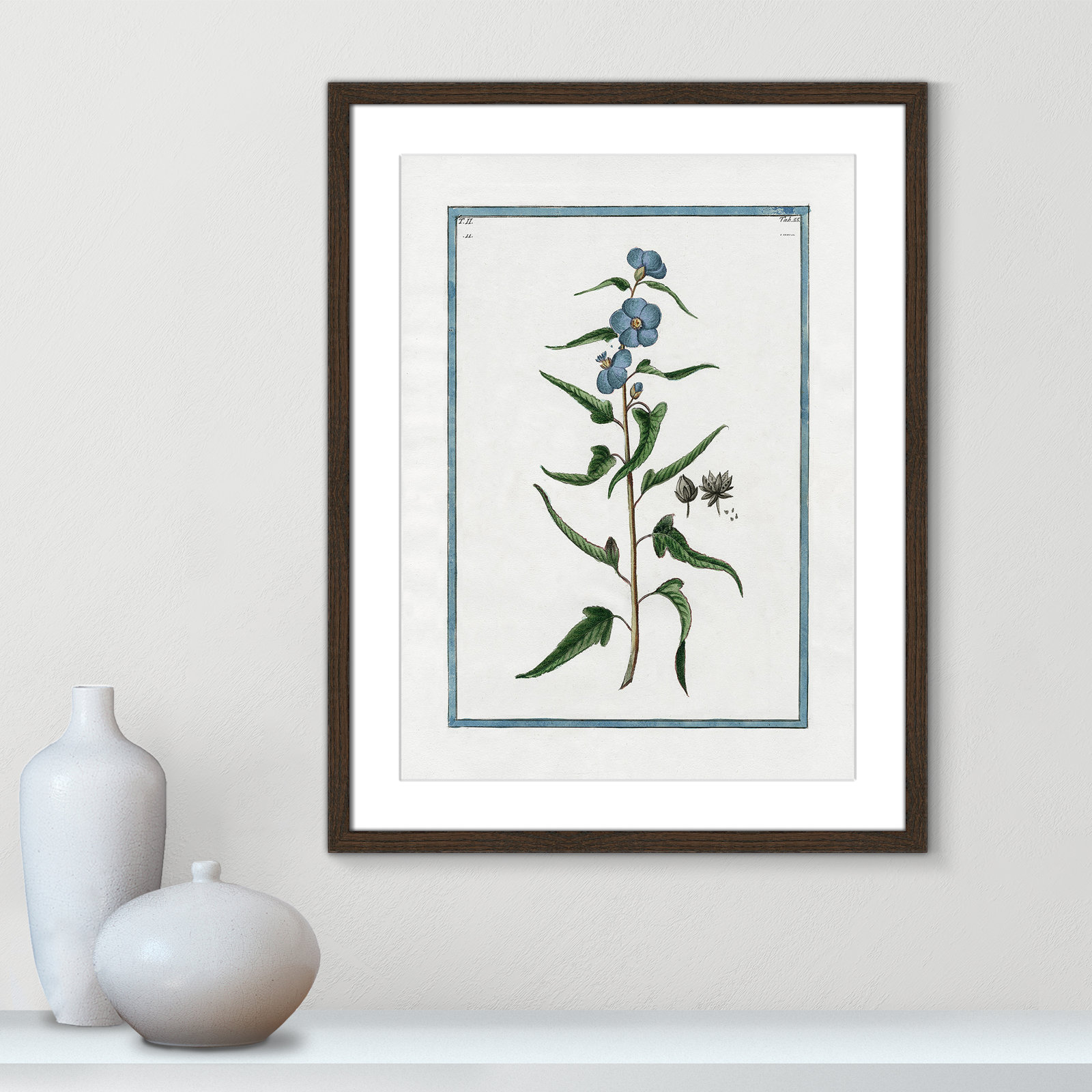 Colombe "Shabby Elegance Botanical I" Print, 17" W x 23" H, Walnut Framed