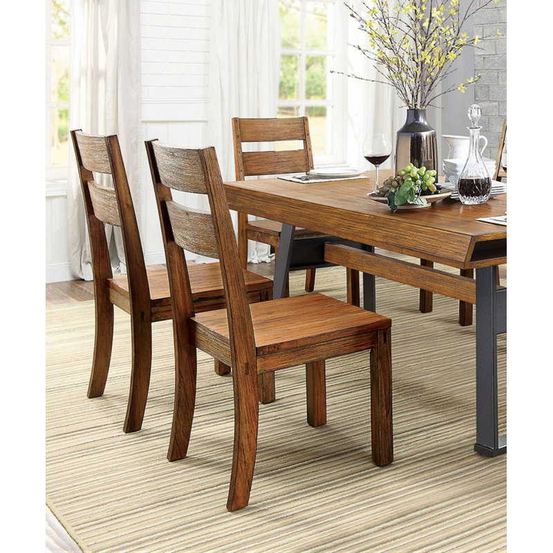 Solid Wood Kitchen Set Of 2Pc Dining Chairs Panel Back Chairs Dining Room
