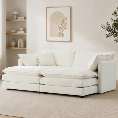 Ensemble de 4 pièces en chenille avec 2 repose-pieds