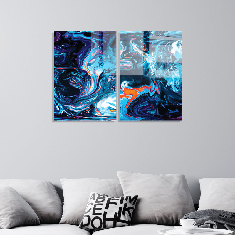 2 Piece No Frame Print on Glass, 70cm H x 100cm W x 0.4cm D