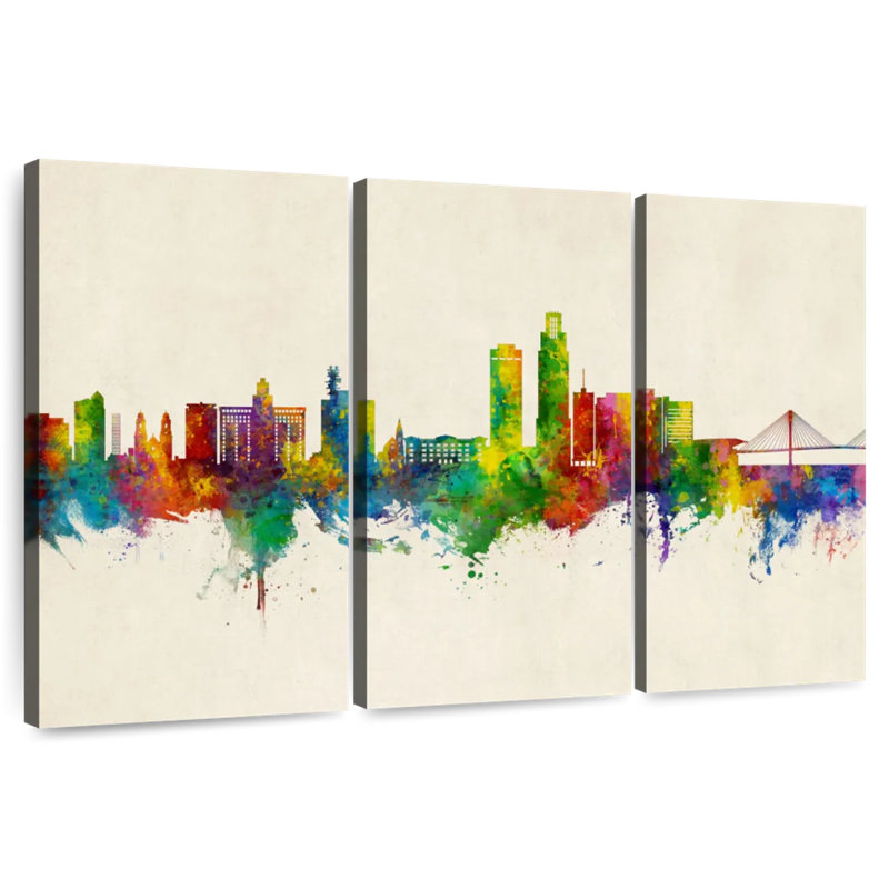 Omaha Nebraska Skyline III, H 20 po x l 33 po