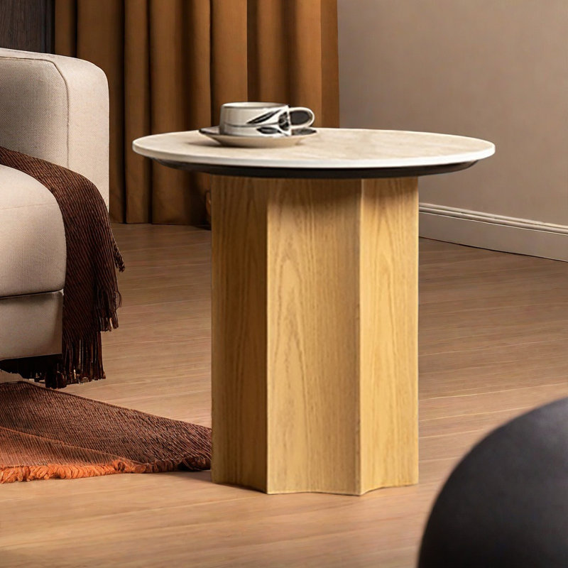 Rock plate end table, 18.7" H x 19.7" L x 19.7" W