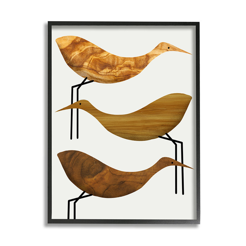 «Abstract Abstract Wood Storks Rustic Birds» par Daphne Polselli, reproduction d'art graphique, H 14 po x l 11 po x P 1,5 po