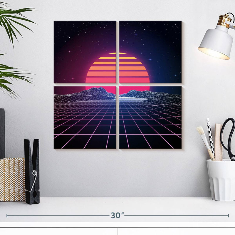 Kelan Retro 1980s Sunset, 18" H x 18" W