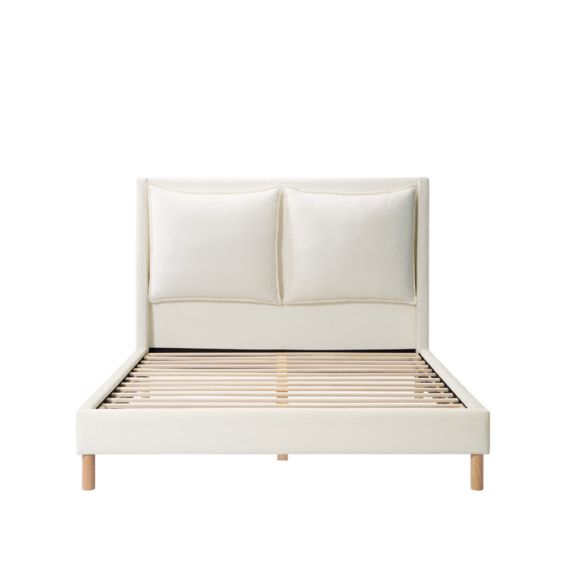 Napa King Ivory Tall Pillow Headboard Bed, King