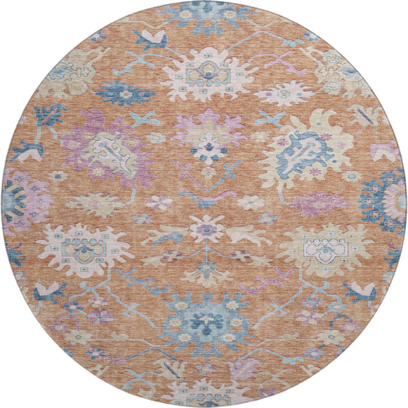 Premium Machine Washable Gurubaksh AMF1154 Global Rug, Round 8'
