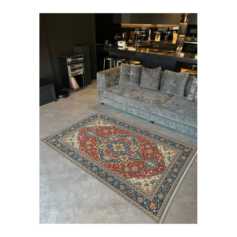 Tapis tissé vert Mosso, 4'7" x 6'7"